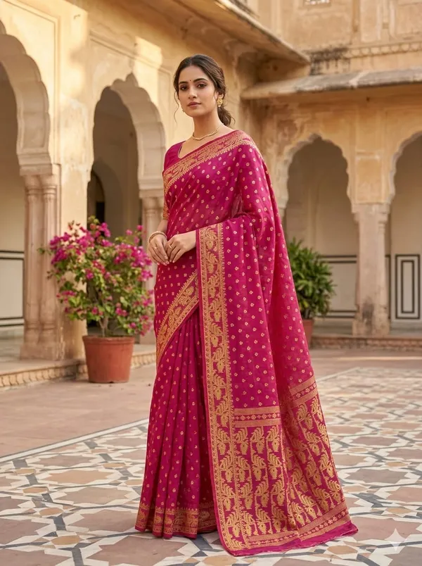 Machibuti_Jori_Soft_Dhakai_Jamdani_Saree_With_Blouse_Piece