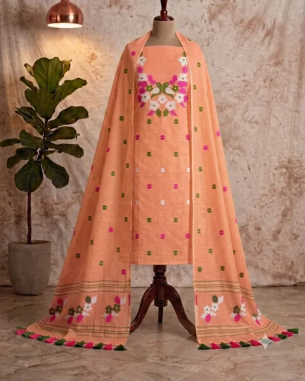 Exclusive_Pakhilota_Churidar_With_Dupatta,_Unstitched_Viscose_Khadi