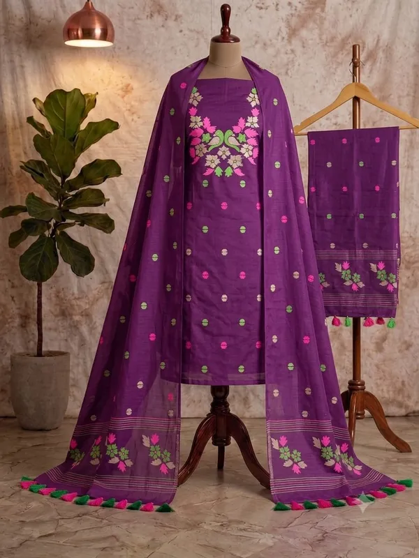 Exclusive_Pakhilota_Churidar_With_Dupatta,_Unstitched_Viscose_Khadi