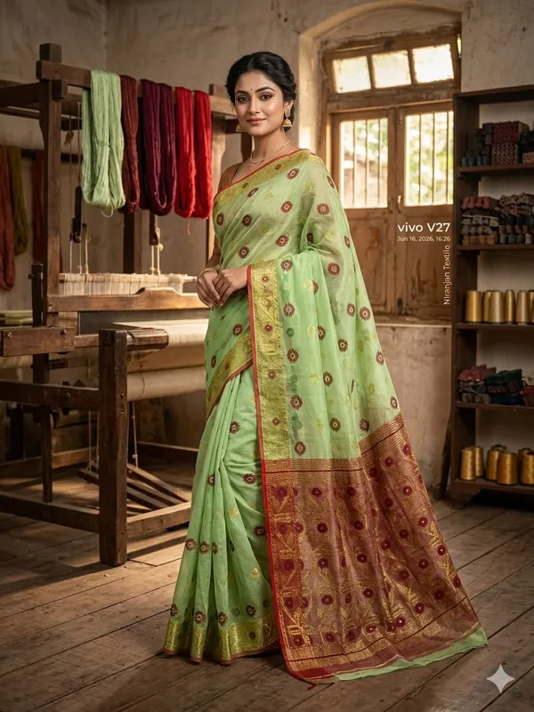 Exclusive_New_Puja_Special_Dhakai_Jamdani_Saree_With_Blouse_Piece