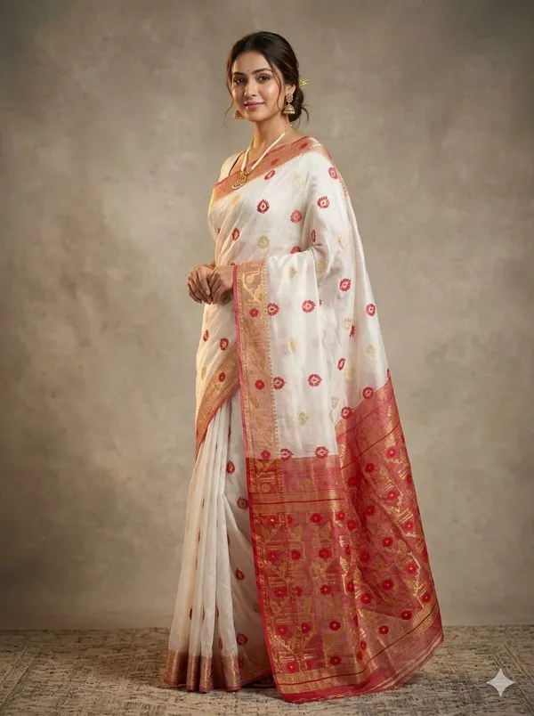 Exclusive_New_Puja_Special_Dhakai_Jamdani_Saree_With_Blouse_Piece