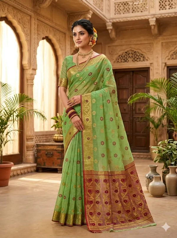 Exclusive_New_Puja_Special_Dhakai_Jamdani_Saree_With_Blouse_Piece