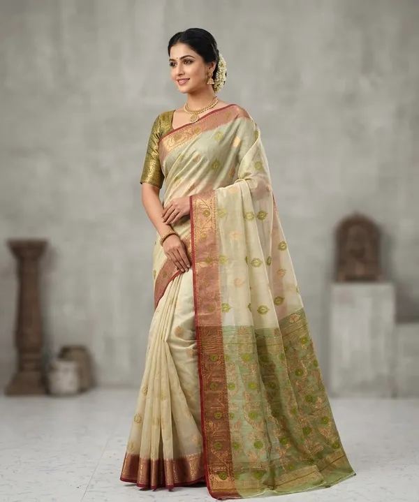 Exclusive_New_Puja_Special_Dhakai_Jamdani_Saree_With_Blouse_Piece