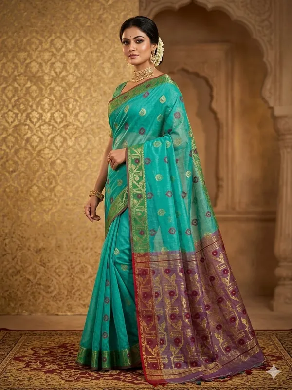 Exclusive_New_Puja_Special_Dhakai_Jamdani_Saree_With_Blouse_Piece
