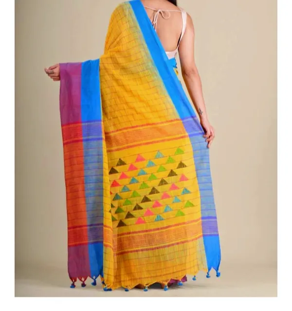 Ikkat_Kachvanga_Khadi_Cotton_Saree_With_Blouse_Piece