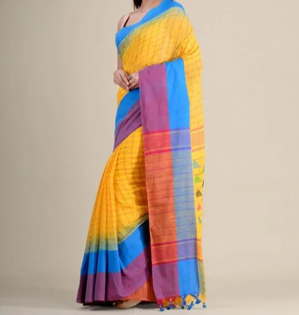 Ikkat_Kachvanga_Khadi_Cotton_Saree_With_Blouse_Piece