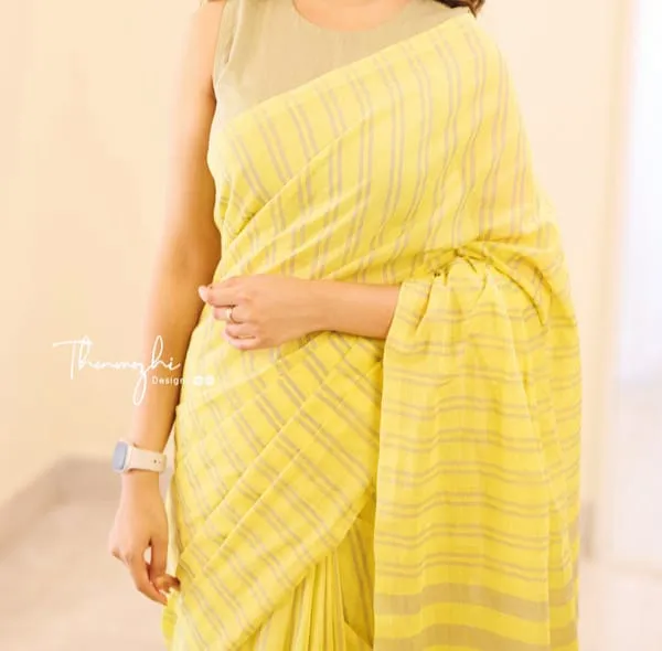 Ikkat_Kachvanga_Khadi_Cotton_Saree_With_Blouse_Piece