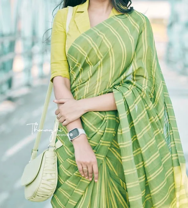 Ikkat_Kachvanga_Khadi_Cotton_Saree_With_Blouse_Piece