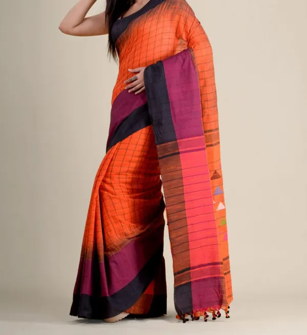 Ikkat_Kachvanga_Khadi_Cotton_Saree_With_Blouse_Piece
