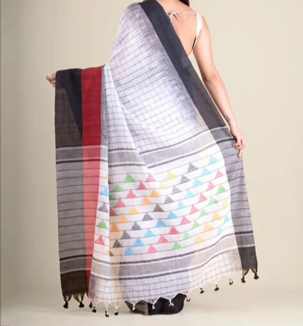 Ikkat_Kachvanga_Khadi_Cotton_Saree_With_Blouse_Piece
