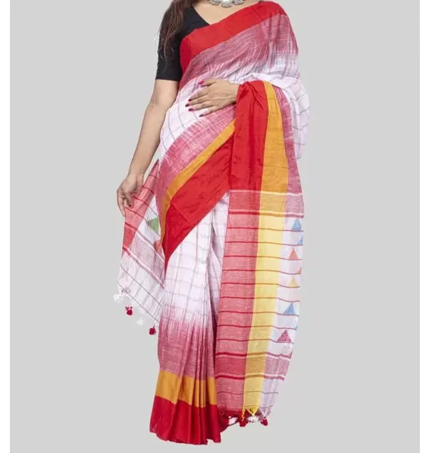 Ikkat_Kachvanga_Khadi_Cotton_Saree_With_Blouse_Piece