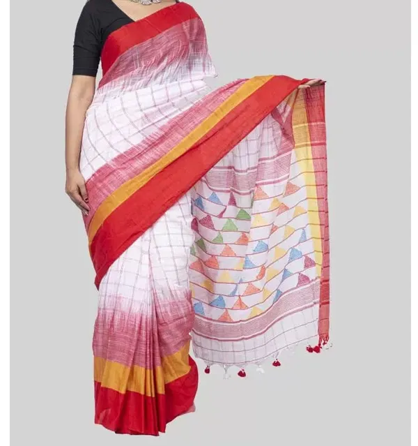 Ikkat_Kachvanga_Khadi_Cotton_Saree_With_Blouse_Piece