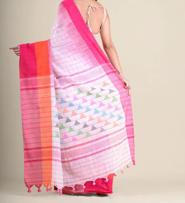 Ikkat_Kachvanga_Khadi_Cotton_Saree_With_Blouse_Piece