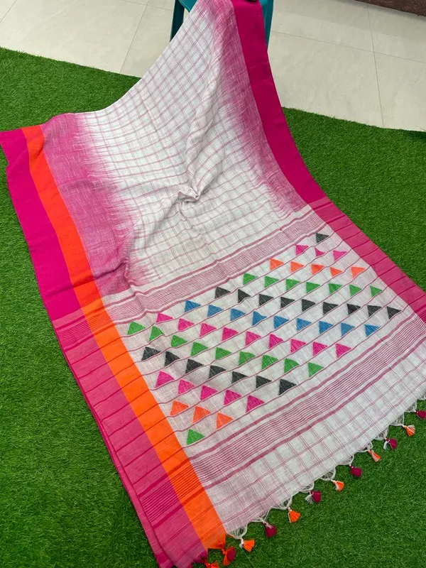 Ikkat_Kachvanga_Khadi_Cotton_Saree_With_Blouse_Piece