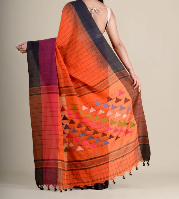 Ikkat_Kachvanga_Khadi_Cotton_Saree_With_Blouse_Piece