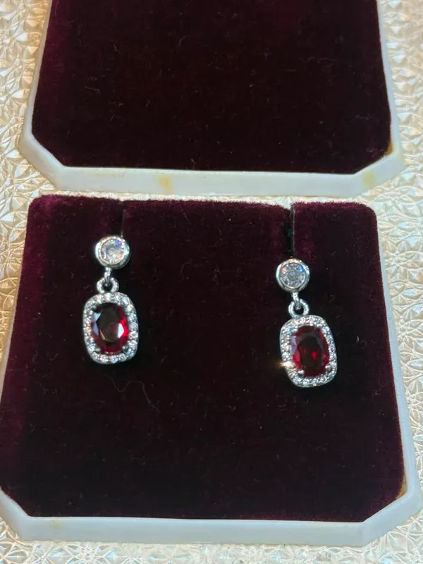 Red_&_Silver_Sterling_Silver_92.5_Earrings_For_Women