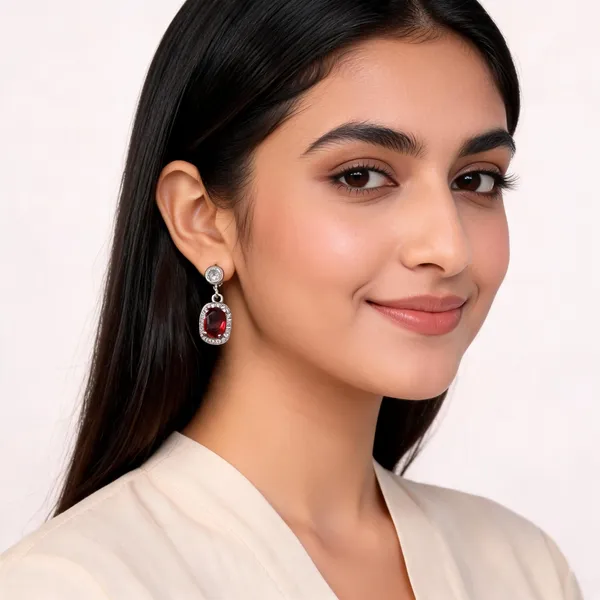 Red_&_Silver_Sterling_Silver_92.5_Earrings_For_Women