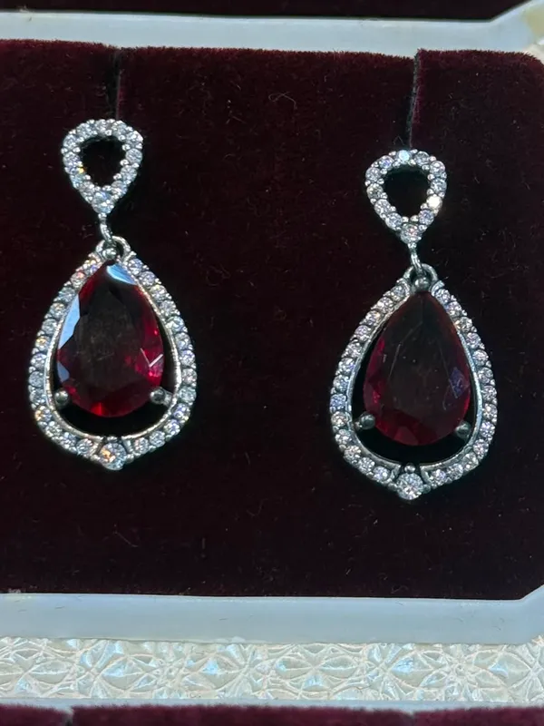 Red_&_Silver_Sterling_Silver_92.5_Earrings_For_Women