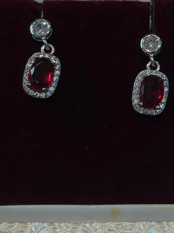 Red_&_Silver_Sterling_Silver_92.5_Earrings_For_Women