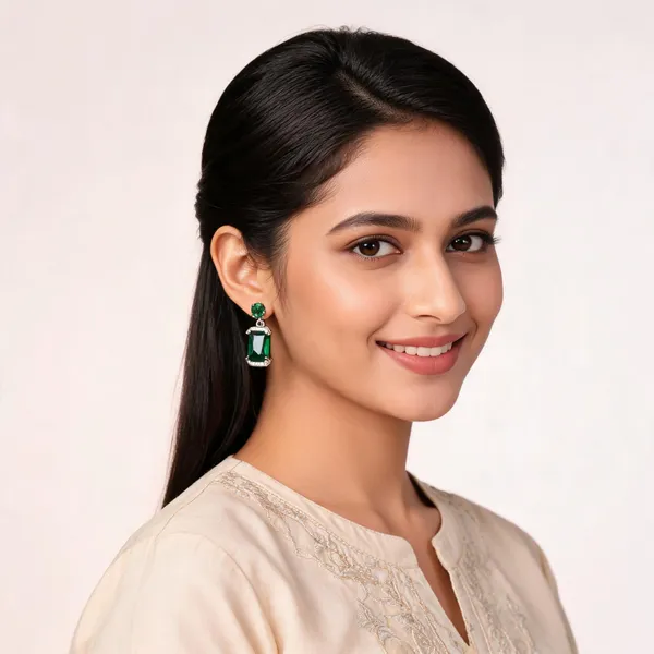 Green_&_Silver_Sterling_Silver_92.5_Earrings_For_Women