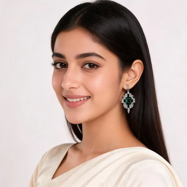 Green_&_Silver_Sterling_Silver_92.5_Earrings_For_Women