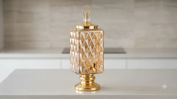 Amber_Glass_Juice_Dispenser_7_Pcs_Set_-_5L_Dispenser_with_Tap_and_6_Embossed_Glasses,_Gold_Base_Party_Serving_Set