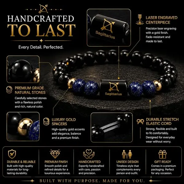 Black_Crystal_Sagittarius_Zodiac_Beaded_Bracelet_For_Unisex