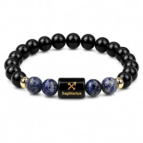 Black_Crystal_Sagittarius_Zodiac_Beaded_Bracelet_For_Unisex