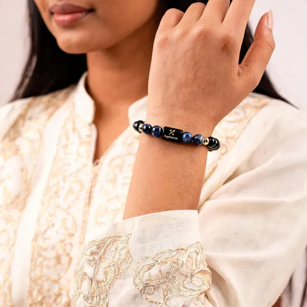 Black_Crystal_Sagittarius_Zodiac_Beaded_Bracelet_For_Unisex