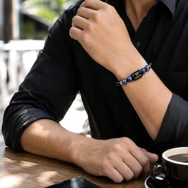 Black_Crystal_Sagittarius_Zodiac_Beaded_Bracelet_For_Unisex