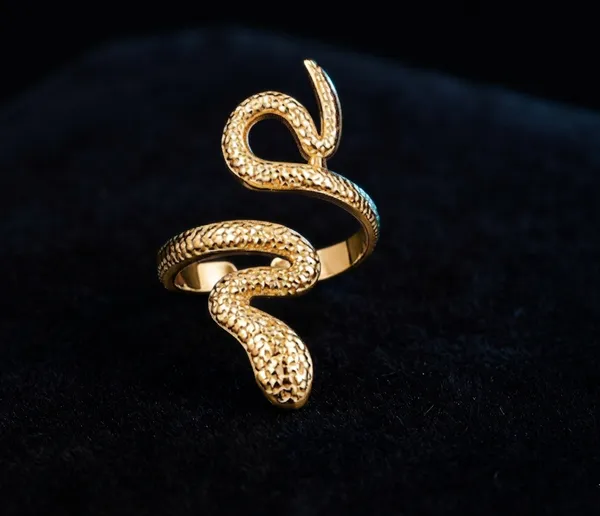 Gold_Tone_Textured_Snake_Ring_for_Women