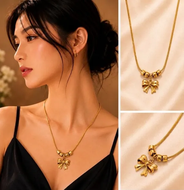 Gold_Tone_Bow_Pendant_Necklace_for_Women