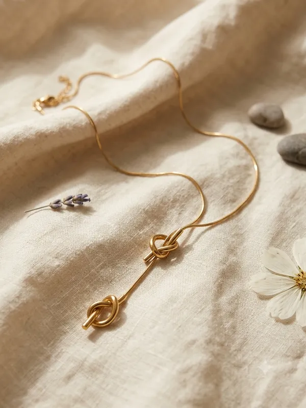 Anti-Tarnish_Gold_Tone_Snake_Chain_Necklace_With_Knot_Detail