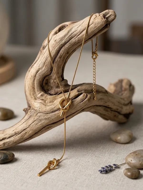 Anti-Tarnish_Gold_Tone_Snake_Chain_Necklace_With_Knot_Detail