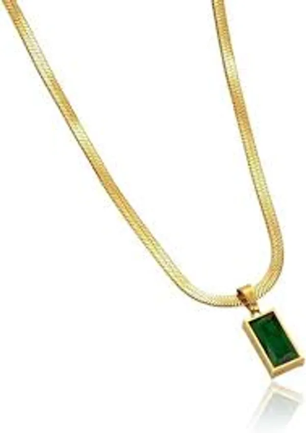 Gold_Tone_Green_Pendant_Necklace