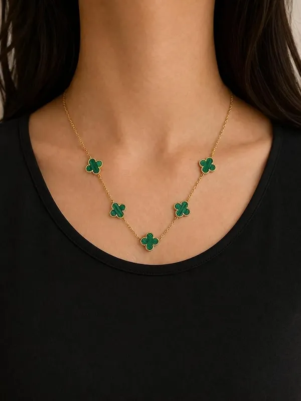 Gold_Tone_Green_Clover_Necklace_for_Women