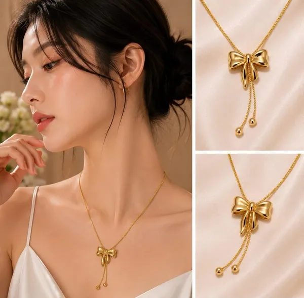 Gold-Tone_Bow_Pendant_Necklace_for_Women