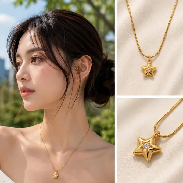 Gold_Tone_Heart_And_Star_Pendant_Necklace_for_Women
