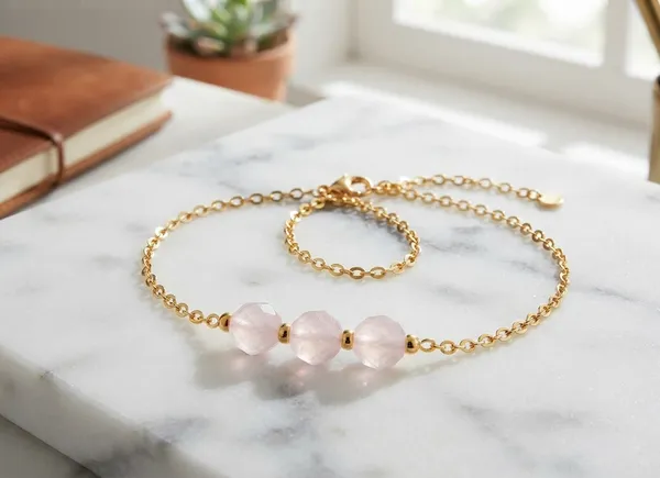 Gold_Tone_Pink_Beaded_Bracelet_for_Women