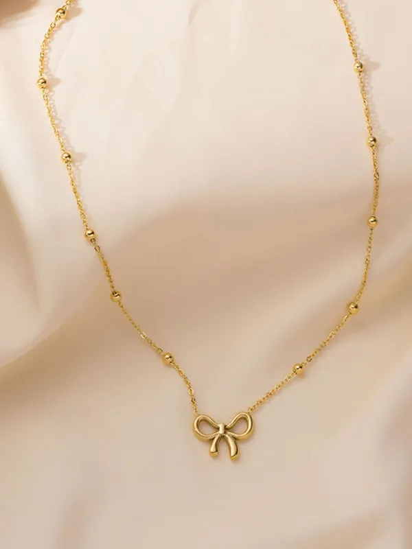 Gold_Tone_Bow_Pendant_Necklace_for_Women