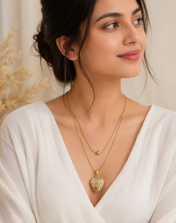 Gold_Tone_Heart_Pendant_Layered_Necklace_for_Women