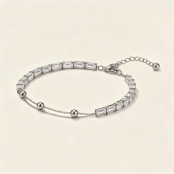 Silver_Stainless_Steel_White_Diamond_Layered_Bracelet_For_Women