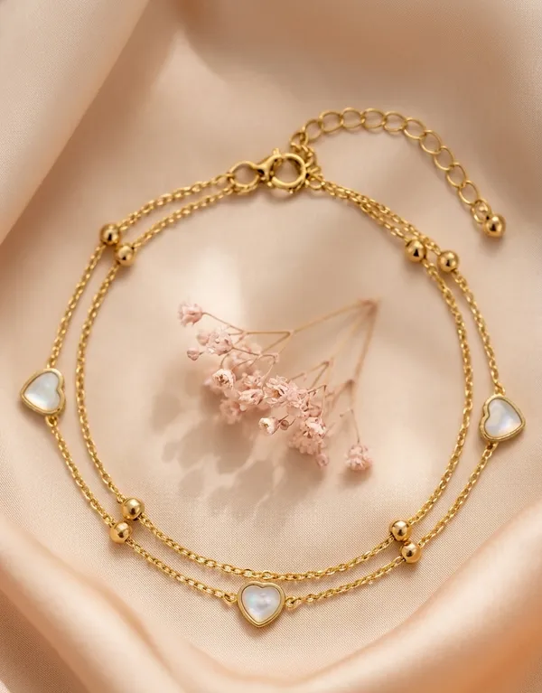 Gold_Tone_Heart_Charm_Double_Layer_Bracelet_for_Women