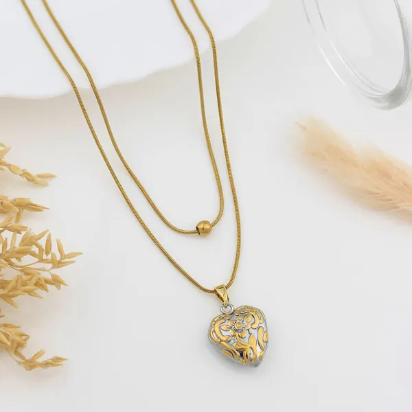 Gold_Tone_Heart_Pendant_Layered_Necklace_for_Women