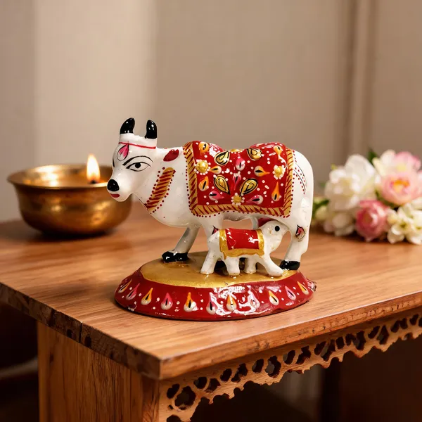 Metal_Printed_White_Red_Cow_Statue