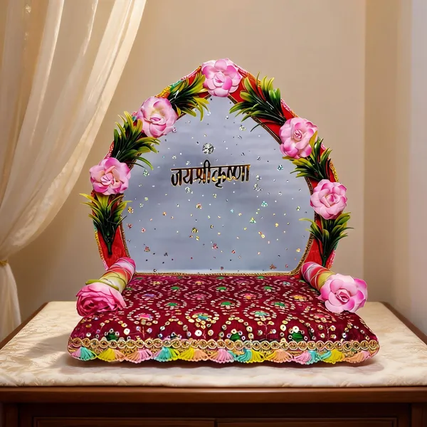 Wooden_Red_Blue_Net_Floral_Singhasan_For_Laddu_Gopal_Ji