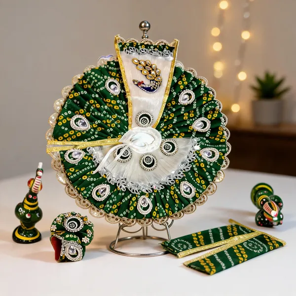 Green_Cotton_Silk_Mayur_Poshak_For_Laddu_Gopal_Ji