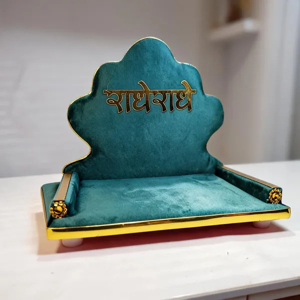 Wooden_Green_Golden_Singhasan_For_Laddu_Gopal_Ji