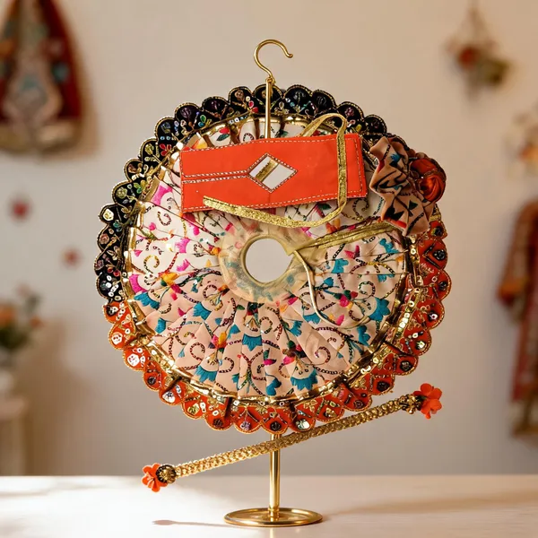 Orange_Peach_Black_Cotton_Silk_Poshak_For_Laddu_Gopal_Ji