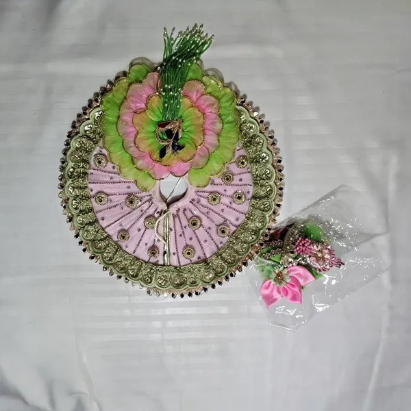 Pink_Green_Silk_Net_Peacock_Poshak_For_Laddu_Gopal_Ji